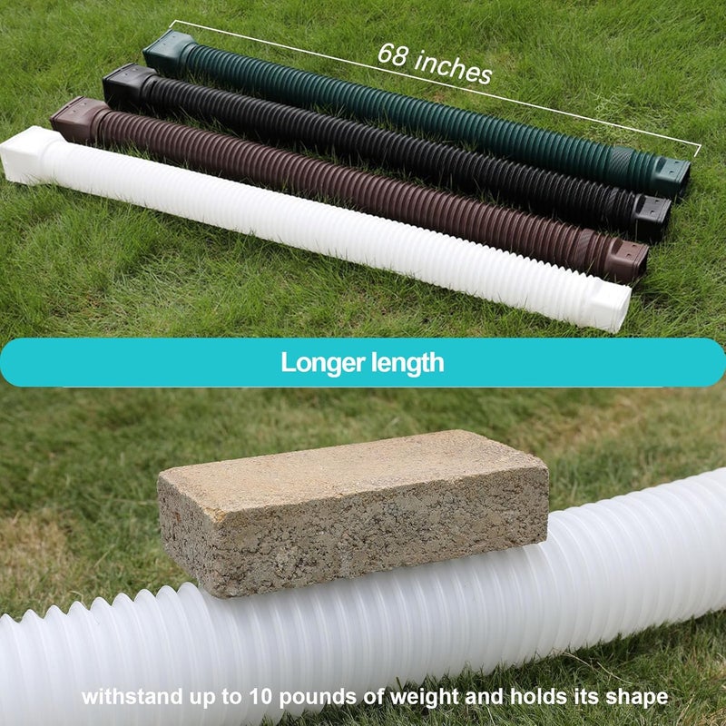 plusgutter 4 Pack Rain Gutter Downspout Extensions Flexible, Drain Downspout Extender,Down Spout Drain Extender, Gutter Connector Rainwater Drainage,Extendable from 21 to 68 Inches(White) - Image 4